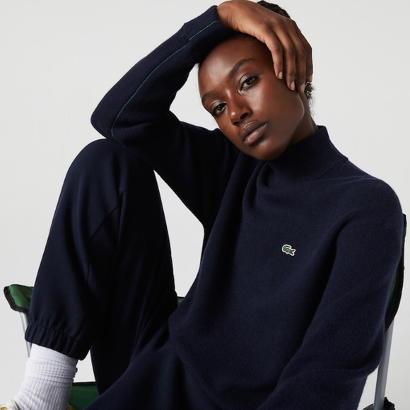 LACOSTE Women's Relaxed Fit Wool High-Neck Sweater - Picture 1 of 9